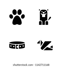 animal icon set. beaver, collar and origami vector icon for graphic design and web