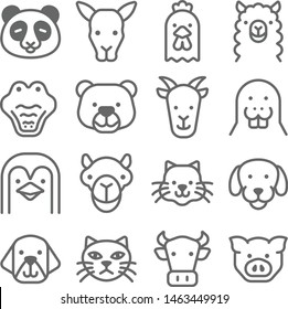 Animal Icon Set. Contains such Icons as Panda, Dog, Cat ,Pig and more. Expanded Stroke