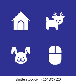 animal icon set. dog house, mouse and reindeer vector icon for graphic design and web