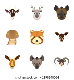 Animal icon set. Flat set of 9 animal vector icons for web design