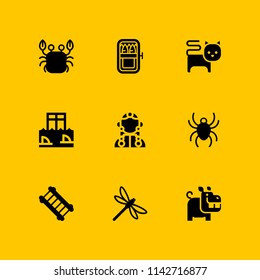 animal icon set. hippo, sardines and ladder vector icon for graphic design and web