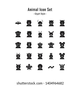 animal icon set. animal icons vector. glyph icon style design