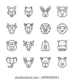 Animal icon set isolated on white