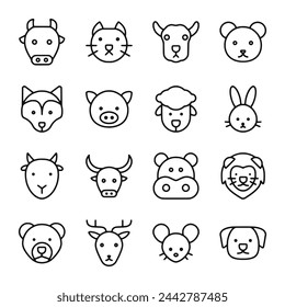 Animal icon set isolated on white