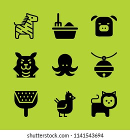 animal icon set. With litter box, chicken and pig  vector icons for graphic design and web