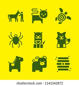 animal icon set. With pig, fox and horse  vector icons for graphic design and web