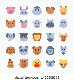 Animal icon set. Rabbit, dog, monkey, elephant, chicken, symbol collection. vector illustration.