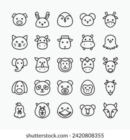 Animal icon set. Rabbit, dog, monkey, elephant, chicken, symbol collection. vector illustration.