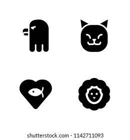 animal icon set. sheep, cat and hawk vector icon for graphic design and web