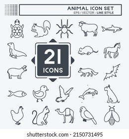 Animal Icon Set. suitable for animal symbol. line style. simple design editable. design template vector. simple symbol illustration