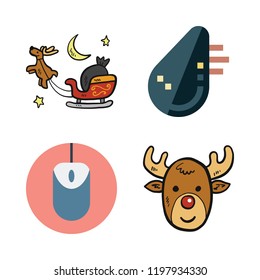 animal icon set. vector set about animals, sled, reindeer and mouse icons set.
