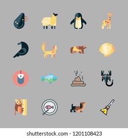 animal icon set. vector set about broom, mouse, scorpion and penguin icons set.