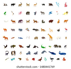 Animal Icon Set. Vector Illustration.