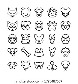 Animal icon set vector line for website, mobile app, presentation, social media. Suitable for user interface and user experience.