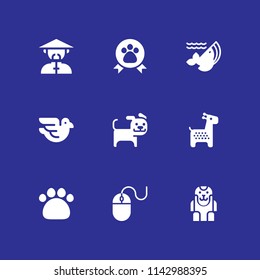 animal icon set. whale, chinese and dove vector icon for graphic design and web