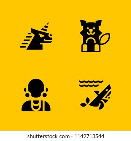 animal icon set. wolf, unicorn and massai vector icon for graphic design and web