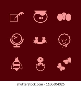 animal icon. animal vector icons set mirror, feather, sheep and bee