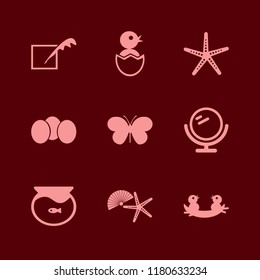 animal icon. animal vector icons set aquarium, mirror, feather and starfish