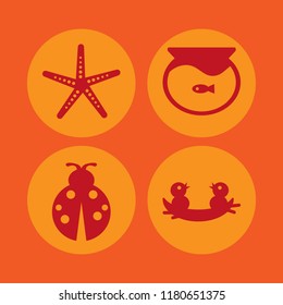 animal icon. animal vector icons set ladybug, aquarium, nest chicks and starfish