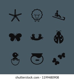 animal icon. animal vector icons set sheep, ladybug, chick egg and butterflies