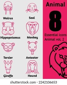 Animal icon vector line design vol. 2