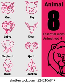 Animal icon vector line design vol. 4
