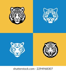 Animal icon-illustration set. Vector graphics silhouette tigers