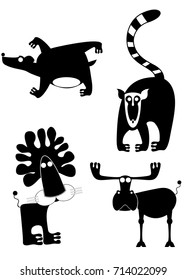 Animal icons isolated. Decor animal silhouette isolated illustration collection for design
