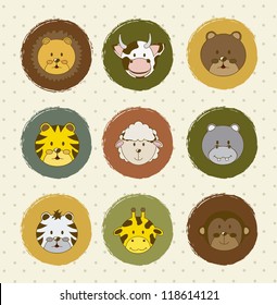 animal icons over vintage background. vector illustration