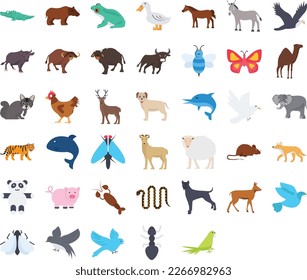 Animal icons pack, Birds Pack, Animal icons pack, pet icons set, mammal vector icons, zoo animal set
