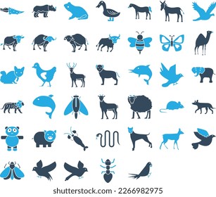 Animal icons pack, Birds Pack, Animal icons pack, pet icons set, mammal vector icons, zoo animal set
