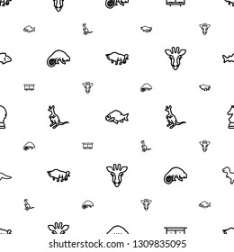 animal icons pattern seamless white background. Included editable outline buffalo, fish, beehouse, chameleon, cangaroo, giraffe, chess horse icons. animal icons for web and mobile.