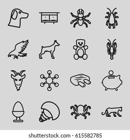 Animal icons set. set of 16 animal outline icons.