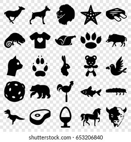 Animal icons set. set of 25 animal filled icons such as hog, bear, lion, horse, dog, fish, antelope, goat, chameleon, rabbit, animal paw, chicken, weather vane, caterpillar