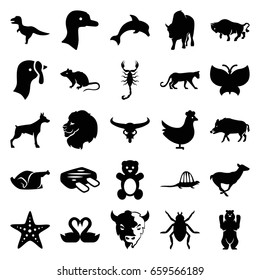 Vector Farm Animals Seafood Silhouettes Isolated Stock Vector (Royalty ...