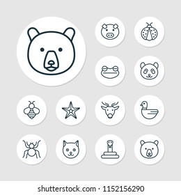 Animal icons set with bee, snake, duck and other bear elements. Isolated vector illustration animal icons.