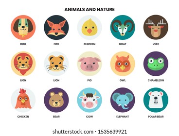 Animal icons set for business, marketing, management