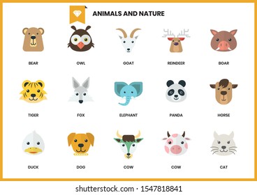 Animal icons set for business, marketing, management