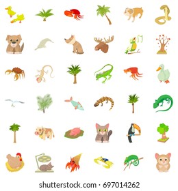 Animal icons set. Cartoon style of 36 animal vector icons for web isolated on white background