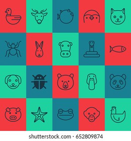Animal Icons Set. Collection Of Diver, Toad, Kitten And Other Elements. Also Includes Symbols Such As Goose, Hare, Hen.