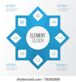 Animal Icons Set. Collection Of Fish, Toad, Bumblebee And Other Elements. Also Includes Symbols Such As Fish, Monkey, Bumblebee.