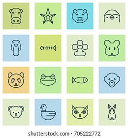 Animal Icons Set. Collection Of Goose, Fish, Piglet And Other Elements. Also Includes Symbols Such As Claw, Koala, Print.
