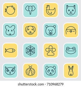Animal Icons Set. Collection Of Night Fowl, Ladybird, Puppy And Other Elements. Also Includes Symbols Such As Penguin, Owl, Bunny.