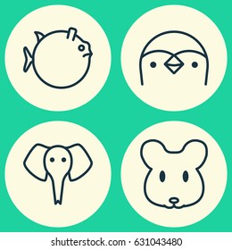 Animal Icons Set. Collection Of Rat, Diver, Butterflyfish And Other Elements. Also Includes Symbols Such As Globefish, Animal, Mouse.