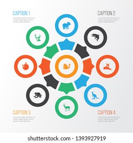 Animal icons set with frog, impala, capybara and other joey elements. Isolated vector illustration animal icons.