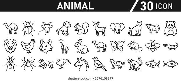 Animal Icons Set. Icon In line style. Vector illustration collection