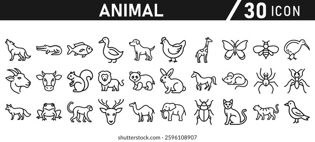Animal Icons Set. Icon In line style. Vector illustration collection