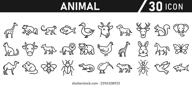 Animal Icons Set. Icon In line style. Vector illustration collection