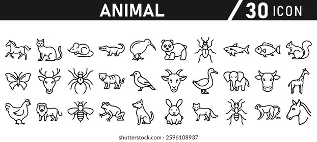 Animal Icons Set. Icon In line style. Vector illustration collection