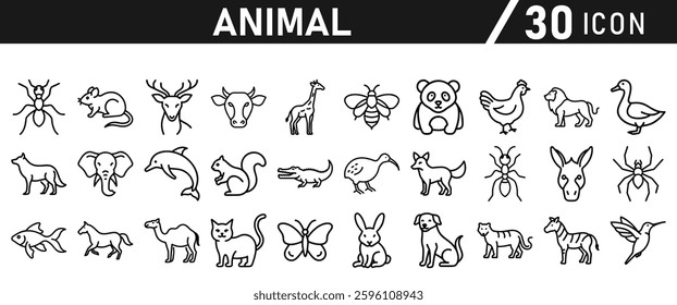 Animal Icons Set. Icon In line style. Vector illustration collection